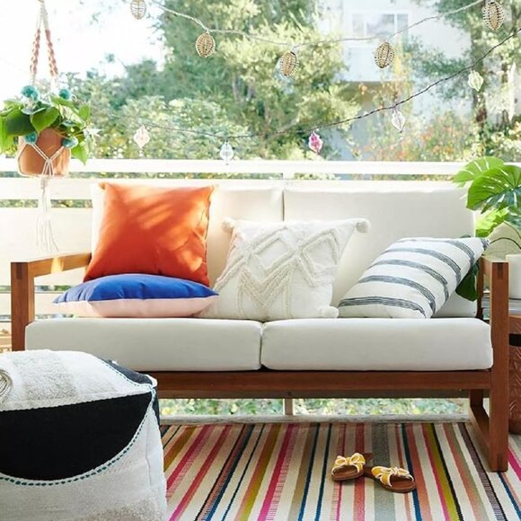 Room Essentials OUTDOOR Porch Pillows Set of 2 Solid Reversible Throw Pillow NWT - Picture 5 of 6